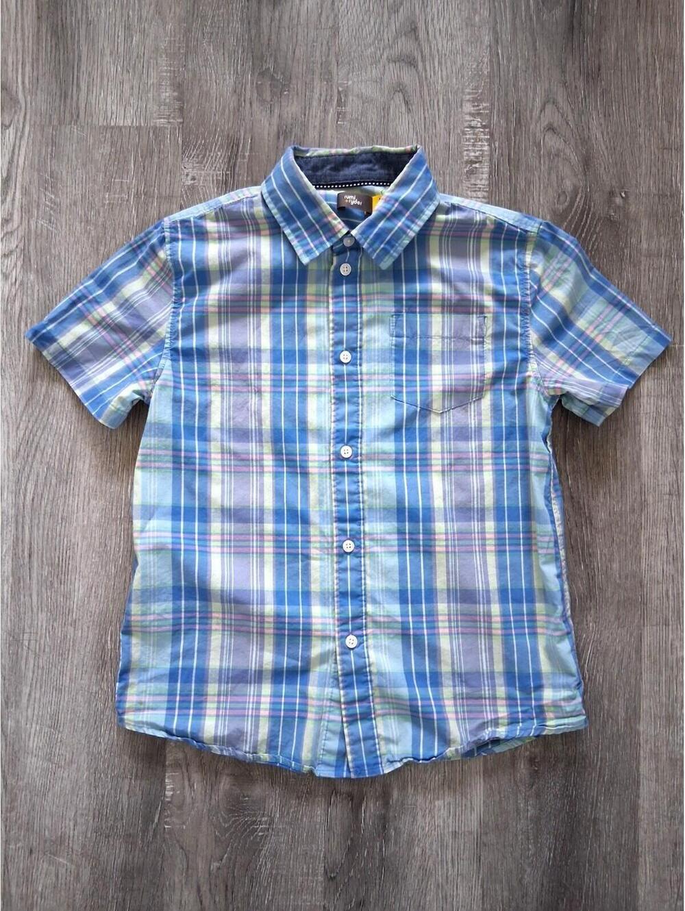Rumi Ryder Girls M (8-10 Yrs) Colorful Plaid Short Sleeve Button Up Shirt